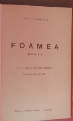 myh 50f - Knut Hamsun - Foamea - editie interbelica foto