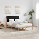 vidaXL Cadru de pat Maro și negru 120 x 190 cm Lemn masiv de pin 878766