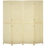HOMCOM Paravan Interior Pliabil cu 4 Uși, Separator de Cameră din Ratan Bambus, 180x1,6x180 cm, Culoarea Lemnului | Aosom Romania