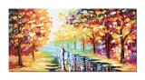 Cumpara ieftin Tablou stilizat indragostiti pictat manual living, dormitor, Impreuna pentru totdeauna, 120x60cm ulei pe panza