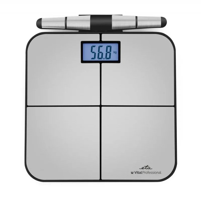 Cantar Smart ETA Vital Professional 8781 90000, 180 Kg, Bluetooth, sticla securizata, otel inoxidabil