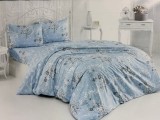 Lenjerie Pat Dublu Premium Bumbac 100% Satinat 4 Piese 240x260cm, Husa Pilota 200x220cm, Fete Perna 50x70cm, Imprimeu