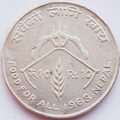 219 Nepal 10 Rupees 1968 Mahendra Bir Bikram (FAO) 2025 km 794 argint
