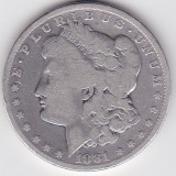 SUA USA 1 MORGAN DOLAR DOLLAR 1881, America de Nord, Argint