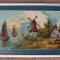 Goblen vintage, Moara in Olanda, lucrat manual anii 90, inramat, 40x22 cm