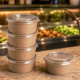 Boluri Kraft Rotunde cu Capac Transparent &ndash; Ideale pentru Transportul Alimentelo, CMCLASS