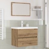 vidaXL Set de mobilier pentru baie cu depozitare cu oglindă 3 pcs Stejar negru
