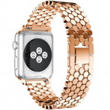 Cumpara ieftin Curea iUni compatibila cu Apple Watch 1/2/3/4/5/6/7, 44mm, Jewelry, Otel Inoxidabil, Rose Gold