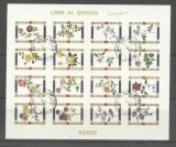 Umm al Qiwain 1973 Flowers, Roses, imperf. mini block, used T.366, Stampilat