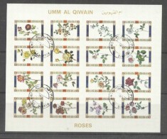 Umm al Qiwain 1973 Flowers, Roses, imperf. mini block, used T.366