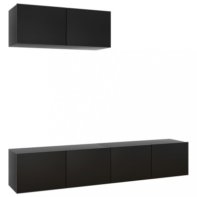 Set dulapuri TV, 3 piese, negru, lemn prelucrat foto