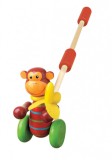 Jucarie de impins din lemn maimutica,49 cm, Orange Tree Toys