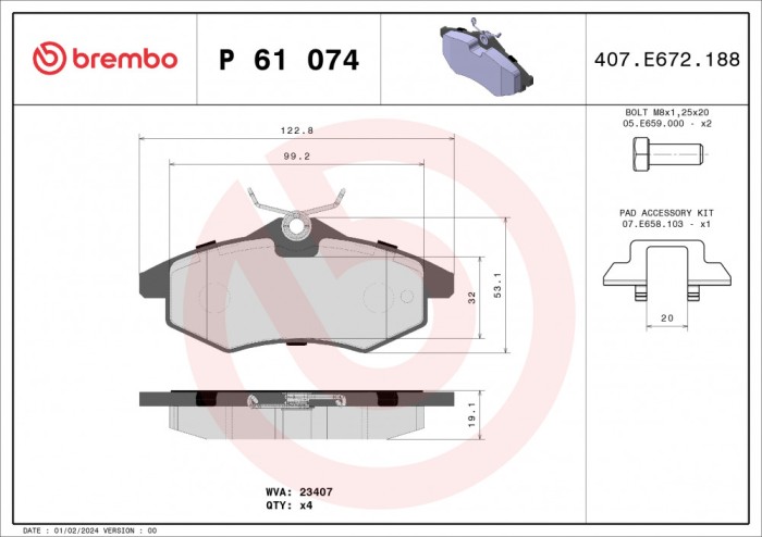 BREMBO P 61 074 PRIME LINE set placute frana,frana disc