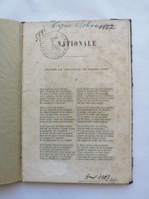 Nationale - poesii, Paris, 1857, Cezar Bolliac foto
