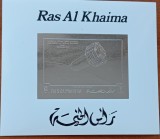 RAS ALKHAIMA-1970-Cosmos-&#039;&#039;Cooperarea Spatiala:Franco-Germana&#039;&#039;-COLITA -Metalizata argintiu--tiraj redus-MNH NESTAMP. -vezi scan, Nestampilat