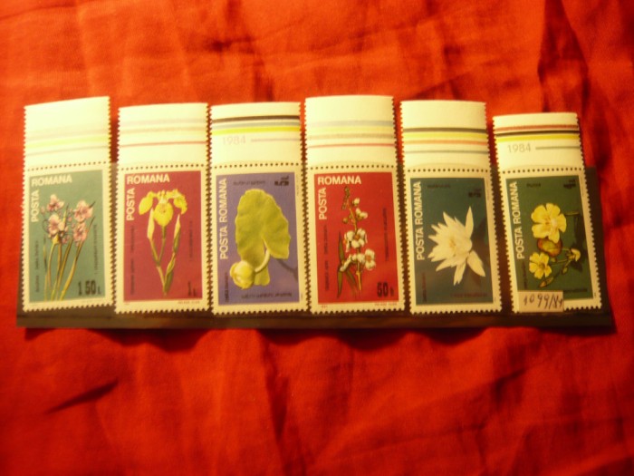 Serie Romania 1984 - Flori din Delta Dunarii , 6 valori