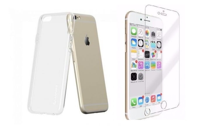 Pachet husa Apple iPhone 6 Plus/6S Plus MyStyle, slim TPU transparenta, cu folie de sticla gratis