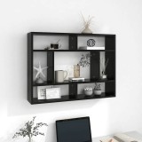 VidaXL Raft de perete, negru, 75x16x55 cm, lemn prelucrat