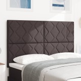 Cap de pat LED vidaXL Design Pătrățele Maro &icirc;nchis 160 cm din țesătură