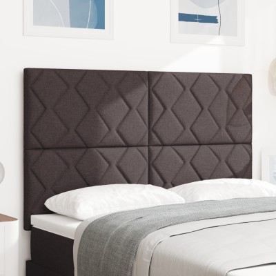 Cap de pat LED vidaXL Design Pătrățele Maro &amp;icirc;nchis 160 cm din țesătură foto