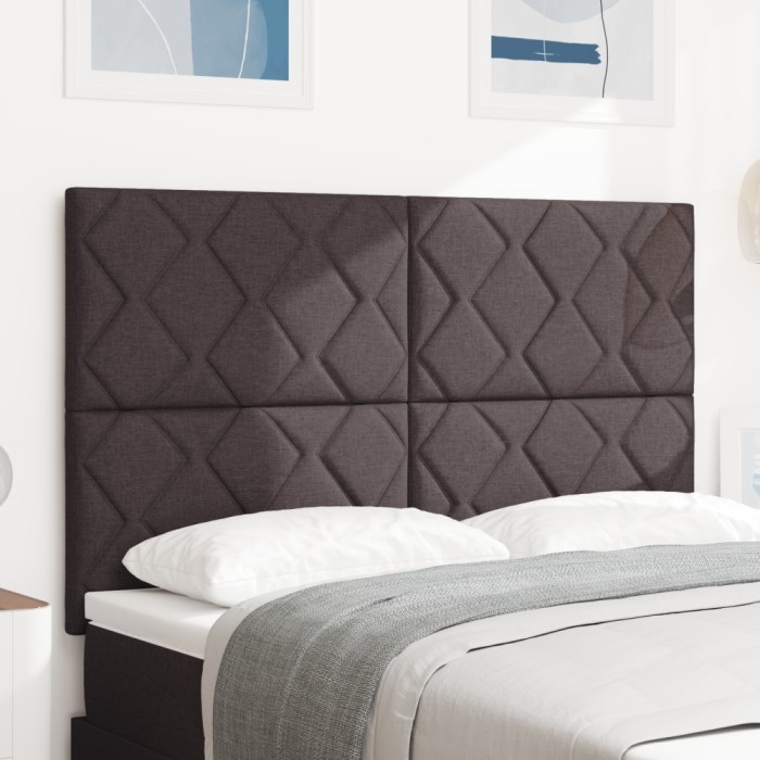 Cap de pat LED vidaXL Design Pătrățele Maro &icirc;nchis 160 cm din țesătură