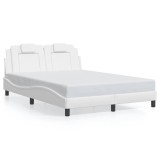 Cumpara ieftin Cadru de pat, Viana, fara saltea, alb, 140x190 cm, piele ecologica