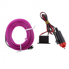 Fir neon auto electroluminiscent el wire 2m cu lumina mov / violet cu droser si mufa bricheta foto