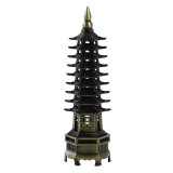 Statueta feng shui pagoda cu 9 niveluri din metal alama - 13cm, Stonemania Bijou