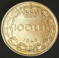 Moneda ISTORICA 100 LEI - ROMANIA REGAT, anul 1944 *cod 2156 - xf+ foto