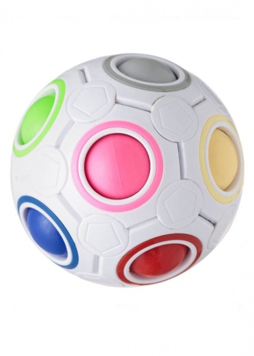 Minge antistres Fidget Rainbow Magic Ball, joc tip cub rubic, alb, Magic Puzzle