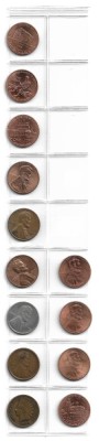 SUA - ONE CENT 1903-2019 - Set 13 Monede dupa tip foto
