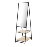 Oglinda de podea, en.casa, PXIT-0154 Chamois, 150 x 44 x 60 cm, metal, mef, negru, lemn stejar, reglabila cu 2 rafturi HausGarden Leisure