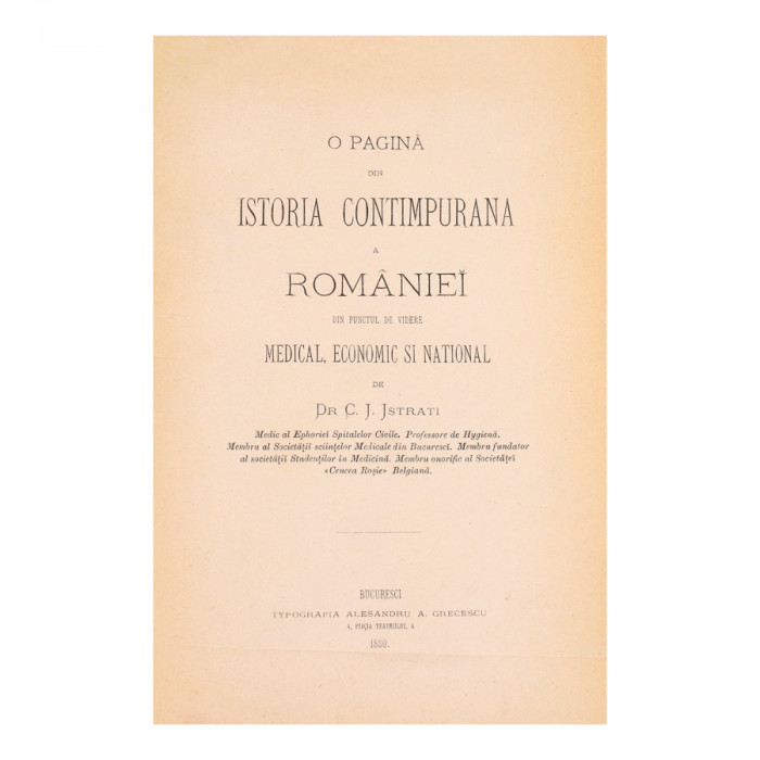 C. I. Istrati, Istoria Contemporană a Rom&acirc;niei, 1880
