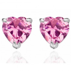 Cercei Studs Sapphire Heart Pink foto