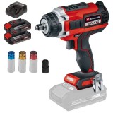 Einhell IMPAXXO 18/450 PXC + Twinpack CB + 4514095 - Masina de insurubat cu impact patrat 1/2 inch 400 Nm accesorii + Set 2 acumulatori si incarcator