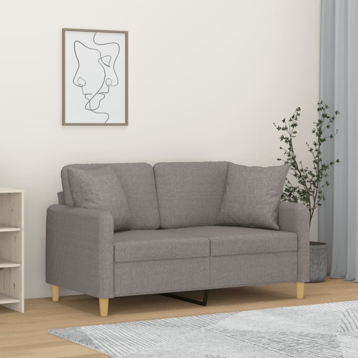 vidaXL Canapea cu 2 locuri cu pernuțe, gri deschis, 120 cm, textil 3200901
