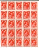 Centenarul nasterii regelui Carol I, 1938, 3 L, bloc 25 buc., neobliterate