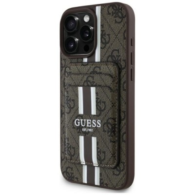 Husa pentru iPhone 16 Pro Max - Guess Cardslot 4G Stripes MagSafe (GUBPHCP16XP4RPSW) - Brown foto