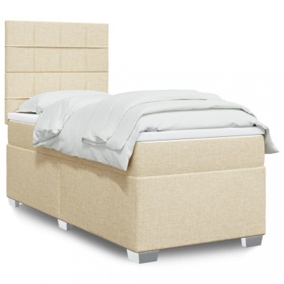 vidaXL Pat box spring cu saltea, crem, 80x200 cm, textil 3292620 foto