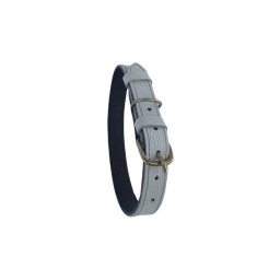 Zgarda alba din piele naturala, 60 x 2.5 cm, pentru caini