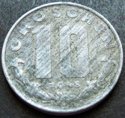 Moneda istorica 10 GROSCHEN - AUSTRIA, anul 1948 * cod 2481 foto