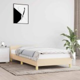 VidaXL Cadru de pat cu tăblie fără saltea, crem, 80x200 cm, textil