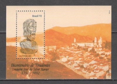 Brazilia.1992 200 ani moarte J.J. da Silva Xavier:luptator ptr. libertate-Bl. GB.89 foto