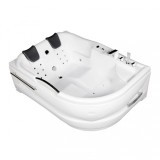 Cumpara ieftin Cadă de baie cu hidromasaj asimetrică Dublo E-Max, dimensiune 180x130 cm, cu baterie