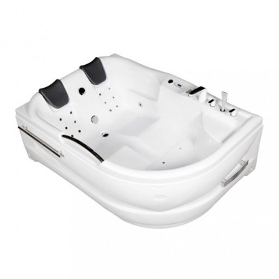 Cadă de baie cu hidromasaj asimetrică Dublo E-Max, dimensiune 180x130 cm, cu baterie foto