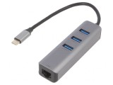 Adaptor USB-Fast Ethernet cu Hub USB 3.1 10/100/1000Mbps