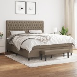 Cumpara ieftin Pat continental cu saltea, gri taupe, 180x200 cm, textil