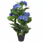 Plantă Artificială Hydrangea Cu Ghiveci 60 cm Albastru 244439, General
