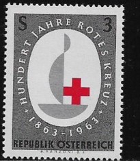 C1482 - Austria 1963 - Crucea Rosie Yv.973 neuzat,perfecta stare