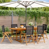 VidaXL Set masă pentru grădină, 7 piese, negru, poliratan/lemn masiv 3281718